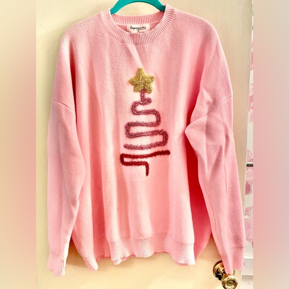 Impressions Sweaters - IMPRESSIONS Pink Tinsel Sweater SIZE 3X
